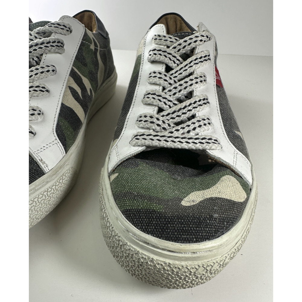 Veronica Beard Sami Camo Canvas Lace-up Sneakers Leather Lining Shoes 39 US 8.5 - Picture 5 of 16
